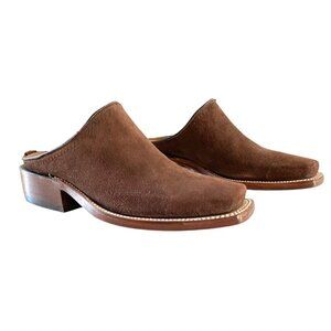 Lucchese Jenny Boots size 6.5 Western Mules Brown Suede SquareCoastal Cowgirl
